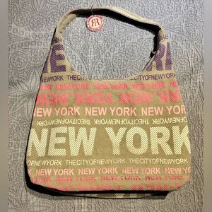 Robin Ruth New York Womens Hobo Tote Bag Shoulder Bag Yellow Orange Beige Cotton